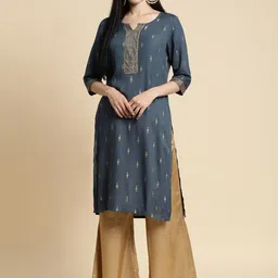 Rangita Ethnic Motifs Woven Design Gotta Patti Straight Kurta-21