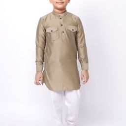 NAMASKAR Boys Taupe Pathani Kurta-27