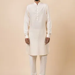 Tasva Men Off White Solid Cotton Kurta-picture-45