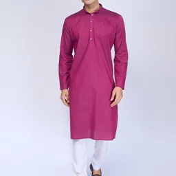 BELLAZO Mandarin Collar Cotton Strigth Kurta-image-21