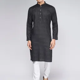 BELLAZO Embroidered Woven Design Cotton Straight Pathani Kurta-picture-22