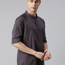 THE SOUL PATROL Mandarin Collar Pure Cotton Straight Kurta-picture-50