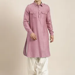 TheEthnic.Co Shirt Collar Long Sleeves Cotton Pathani Kurta-picture-24