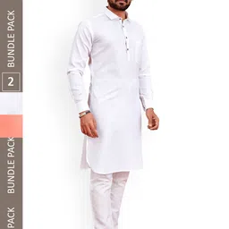 allan peter Pack Of 2 Curved Cotton Kurtas-image-41