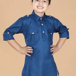 Aj DEZInES Boys Shirt Collar Roll-Up Sleeves Pure Cotton Pathani Kurta-42