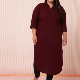 Amydus Women Plus Size Maroon Pathani Kurta-image-74