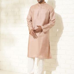Fabindia Mandarin Collar Long Sleeves Knee Length Silk Kurta-image-44