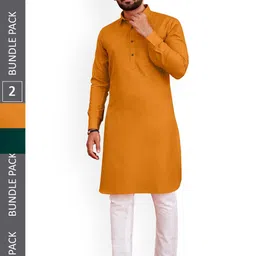 allan peter Men Pack Of 2 Pathani Cotton Kurta-image-53