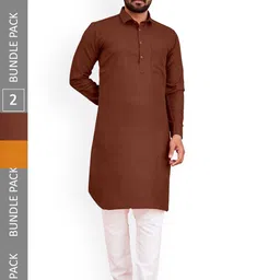 allan peter Men Pack Of 2 Pathani Cotton Kurta-image-56