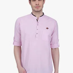 Kuons Avenue Men Pink Linen Cotton Casual Kurta-picture-42