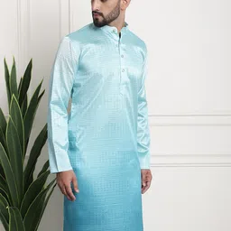 SOJANYA Woven Design Mandarin Collar Silk Cotton Kurta-47
