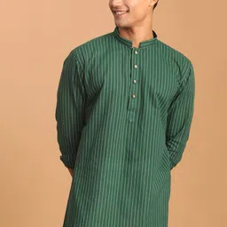 SHVAAS by VASTRAMAY Striped Jacquard Cotton Sustainable Kurta-picture-40