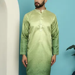 SOJANYA Mandarin Collar Ombre Silk Cotton Jacquard Kurta-picture-55