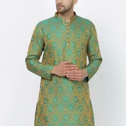Sydney Heights Ethnic Motifs Thread Work Mandarin Collar Long Sleeves Straight Kurta-42