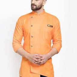 Benstoke Mandarin Collar Asymmetric Angrakha Kurta-picture-4