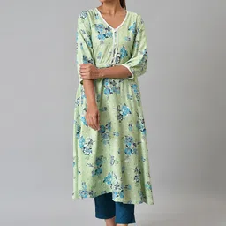 Aurelia Floral Printed Liva Kurta-image-43