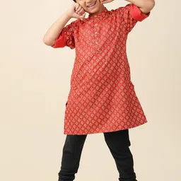 Fabindia Boys Ethnic Motifs Block Printed Kurta-picture-47