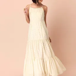 INDYA Women White Ethnic Motifs Printed Georgette Anarkali Kurta-picture-13