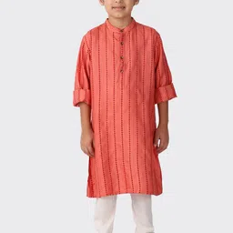 Fabindia Boys Coral & Red Geometric Printed Kurta-36