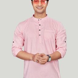 Authentics Cotton Self Textured Short Kurta-image-9