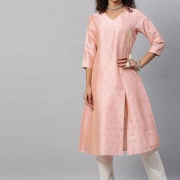 indo street Geometric Embroidered Gotta Patti Angrakha Kurta-picture-29