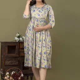 CELEBRAVO Floral Printed Fit & Flare Maternity Ethnic Dress-picture-4
