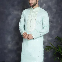 Jompers Mandarin Collar Embroidered Kurtas-image-60