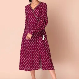 INDYA Pink Ethnic Motifs Midi Dress-picture-42