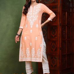 KALINI Ethnic Motifs Embroidered Chikankari Kurta-picture-46