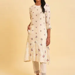 W Floral Printed A-Line Kurta-image-91