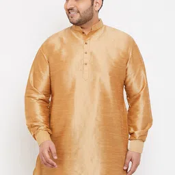 VASTRAMAY Mandarin Collar Silk Kurta-image-9