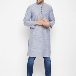 even Men Grey Dobby Kurta-image-80