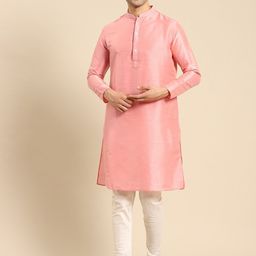 Amodh by Kisah Men Pink Dobby Kurta-21