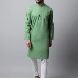even Woven Design Band Collar Kurta-image-93