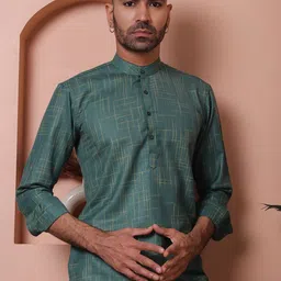 Jompers Men Geometric Thread Work Dobby Kurta-picture-39