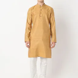 BELLAZO Mandarin Collar Cotton Silk Straight Kurta-image-84