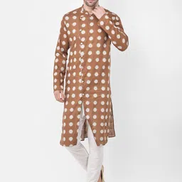 TABARD Men Brown Cotton Printed Kurta-image-63