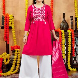 Aarika Girls Geometric Flared Sleeves Kurta-image-95