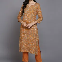 KALINI Ethnic Motifs Printed Three-Quarter Sleeves Straight Kurta-picture-50