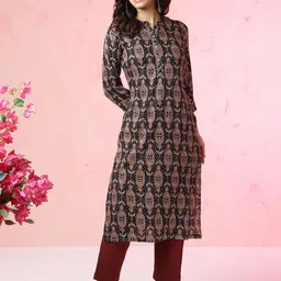 Anouk Black Ethnic Motifs Printed Mandarin Collar Straight Kurta-picture-15