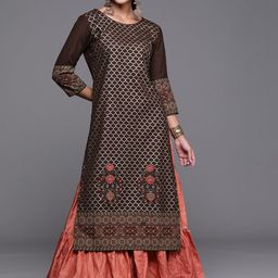 Anouk Brown Ethnic Motifs Printed Straight Kurta-picture-20