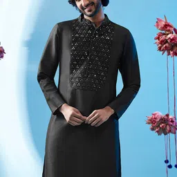 KISAH Ethnic Motifs Mirror Work Embroidered Regular Kurta-picture-28