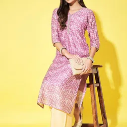 Label Khoj Abstract Printed V-Neck Gotta Patti Straight Kurta-picture-24