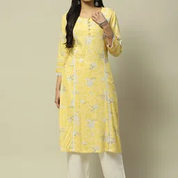Rangriti Floral Printed Round Neck Regular Sleeves Strigth Kurta-picture-27