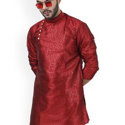 Armaan Ethnic Floral Woven Design Angrakha Kurta-image-47