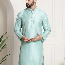 SOJANYA Men Sea Green & Golden Embellished Kurta-picture-33