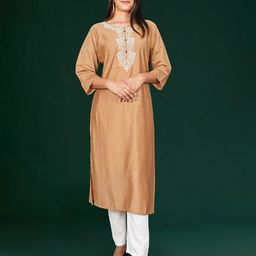 Abhilasha Women Embroidered Modal Chanderi Kurta-image-48