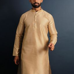 Lightpole Men Peach-Coloured Kurta-10