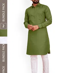 allan peter Pack Of 2 Pathani Cotton Kurtas-picture-57