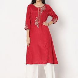 Ethnicity Floral Yoke Design Thread Work Detailed A-Line Kurta-25